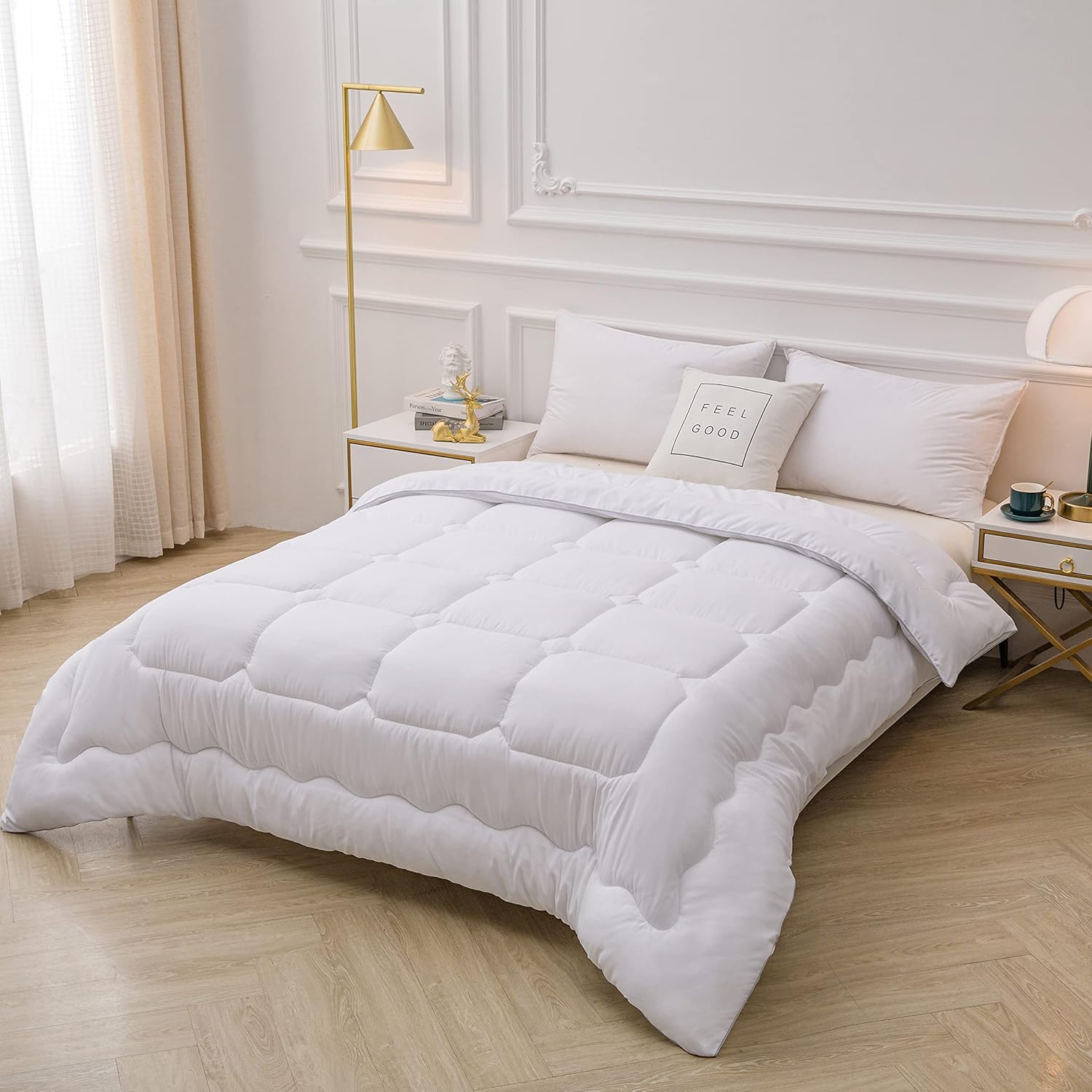 Ashali Home Textile Comforter Duvet Quilt Insert Full White Down Alternative All Season Microfiber (Single (160x210 cm))