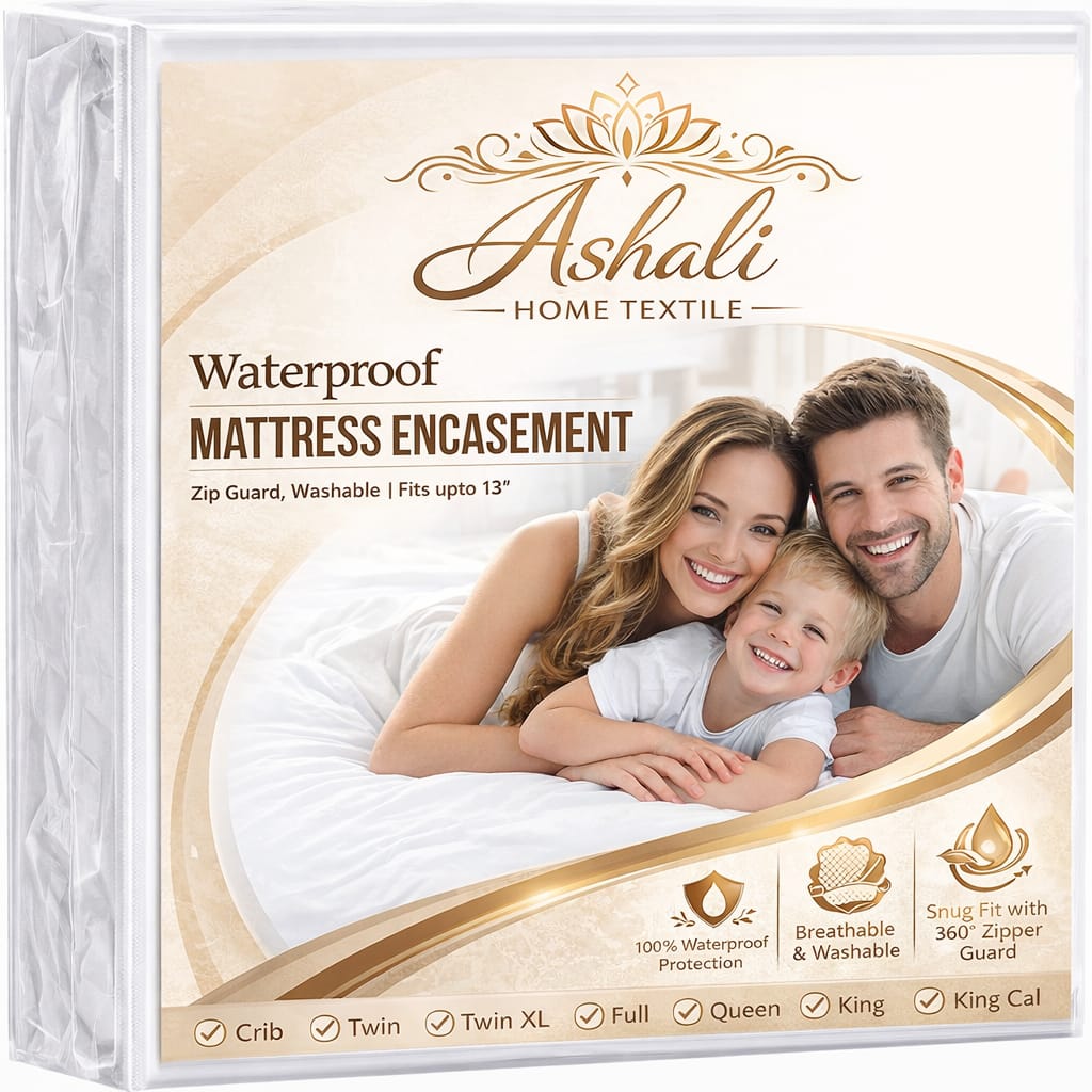 Premium Waterproof Zippered Mattress Encasement – 360° Protection, Soft & Breathable